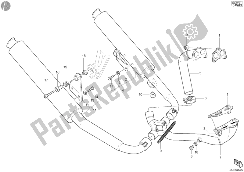 Toutes les pièces pour le Système D'échappement du Ducati Sport ST4 S ABS USA 996 2005